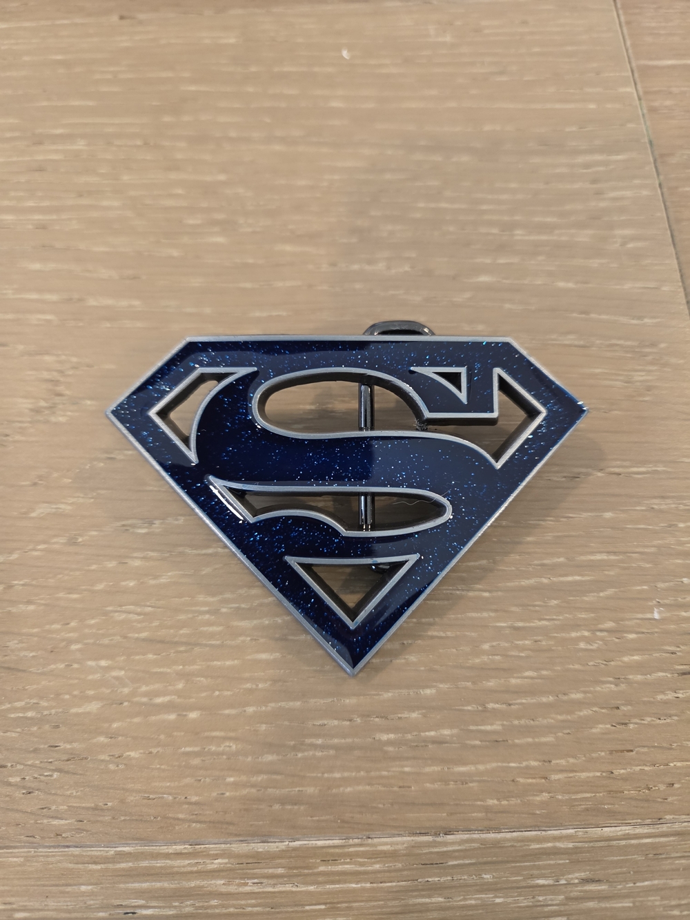 Superman S Shield Blue Glitter Metal Belt Buckle DC Comics